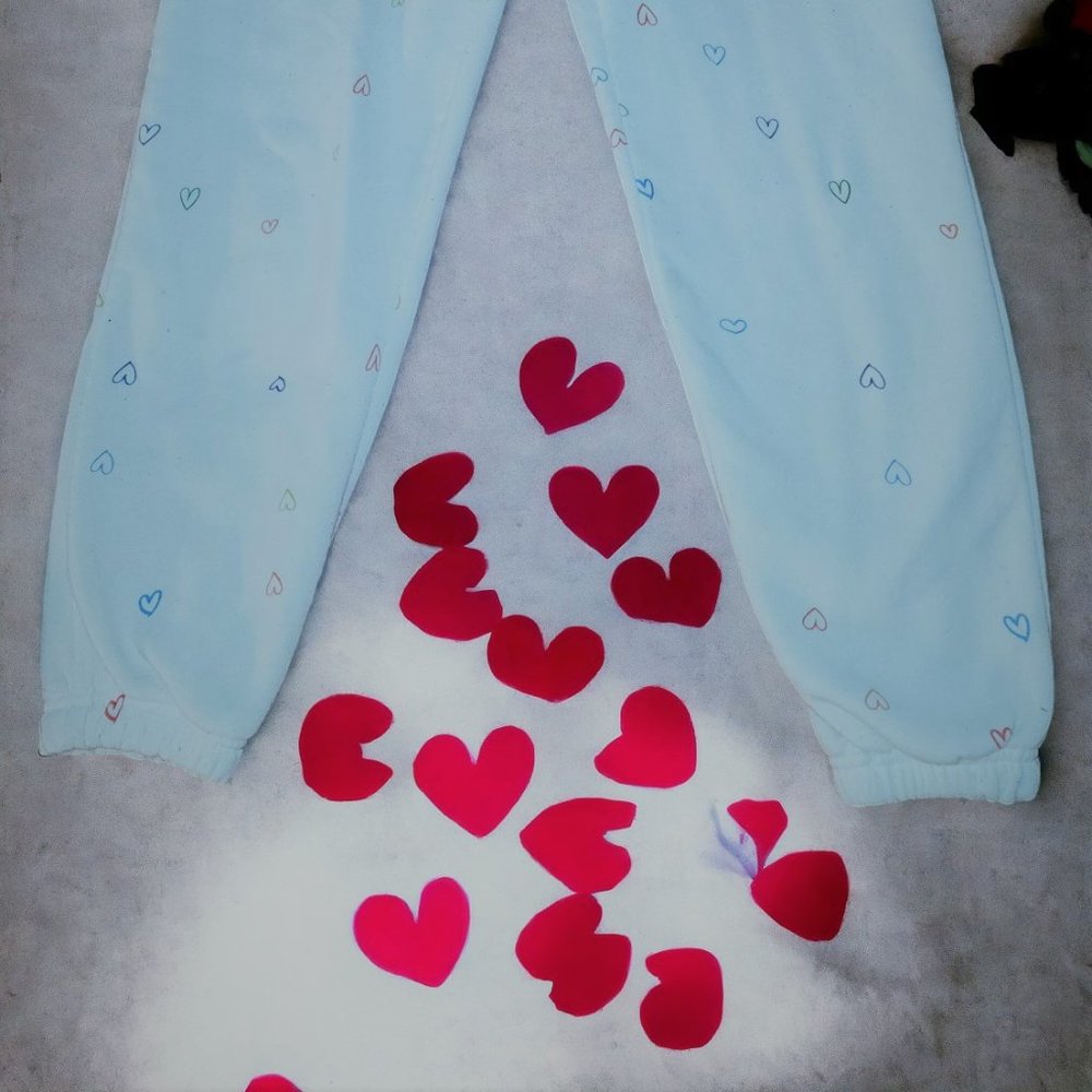 White Matching Jogger Set With Hearts! - image 3